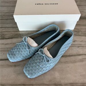 Freda Salvador Jada Square Toe Ballet Flat - Sky Blue - Size 8